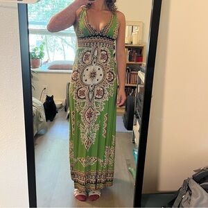 Green Boho Maxi Dress